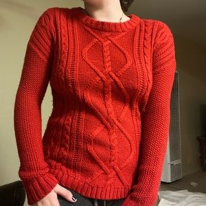 Red Knit Long-sleeve Sweater